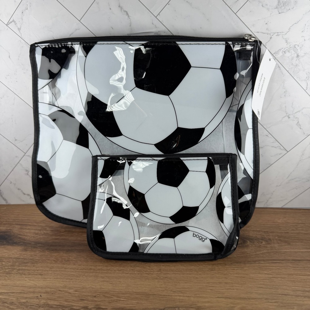 Bogg Bag MVP Soccer Clear Zipper Pouches Set of 2 Large & Small Inserts NWT